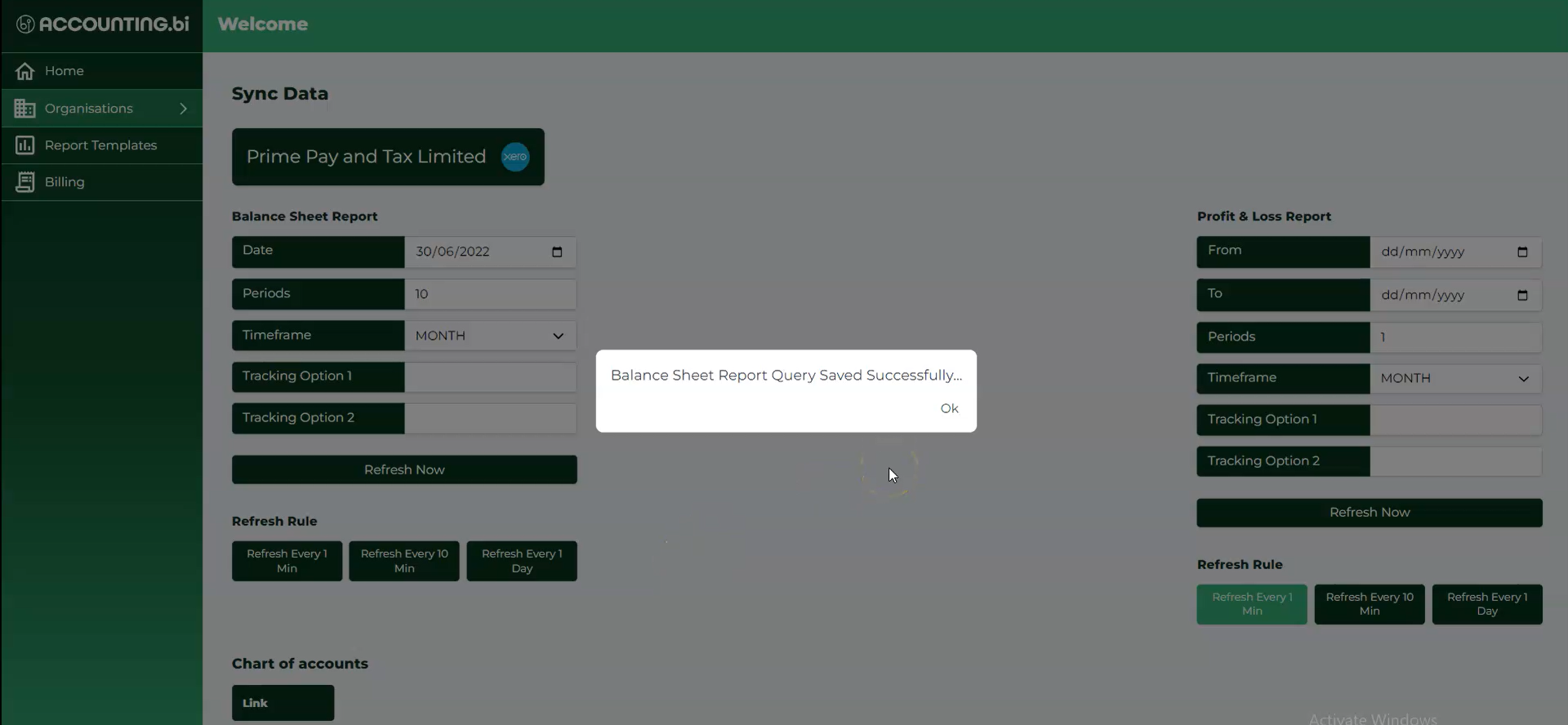 How to call the balance sheet reports from Xero to AccountingBi