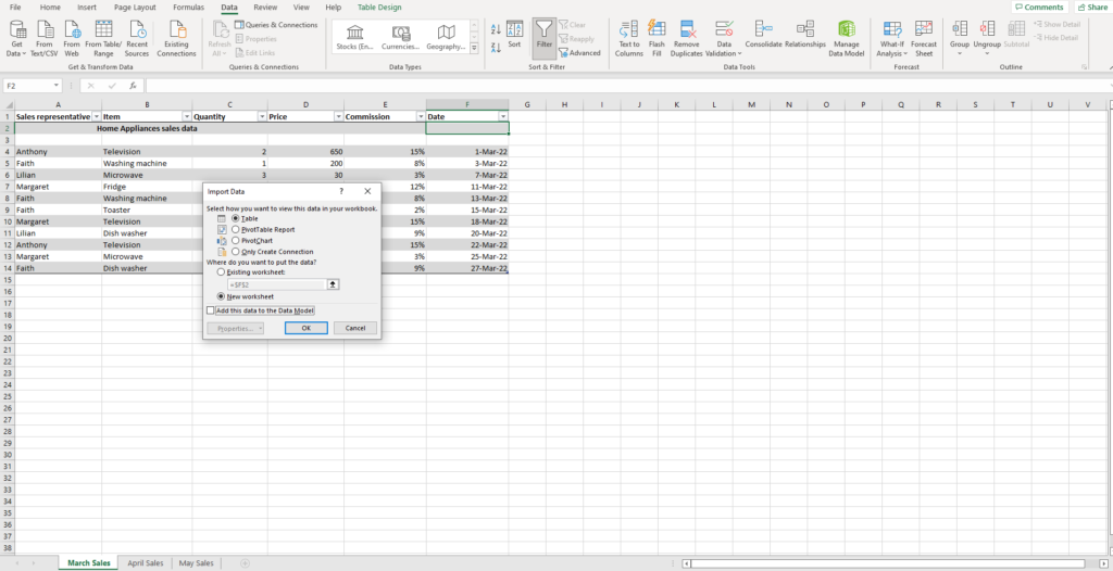 Consolidated excel sheets in one excel table