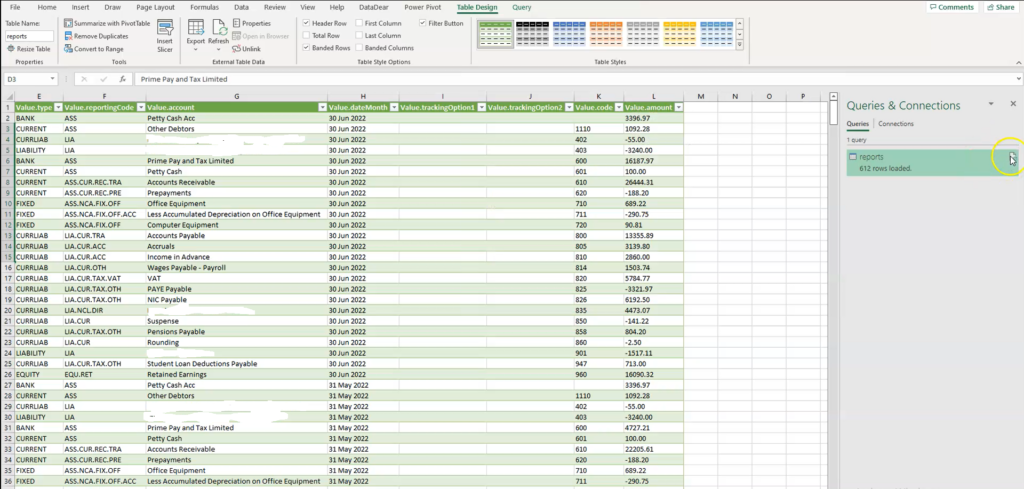 Refreshb Xero data in Microsoft Excel